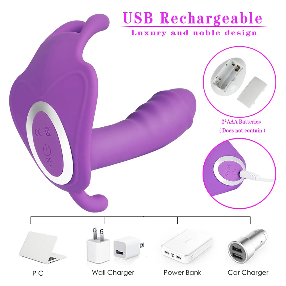 Butterfly Wearable Dildo Vibrator with Wireless Remote Control