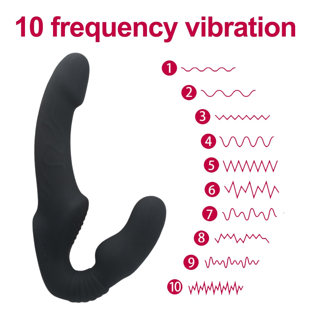 10 Speeds Strapless Strapon Dildo Vibrator