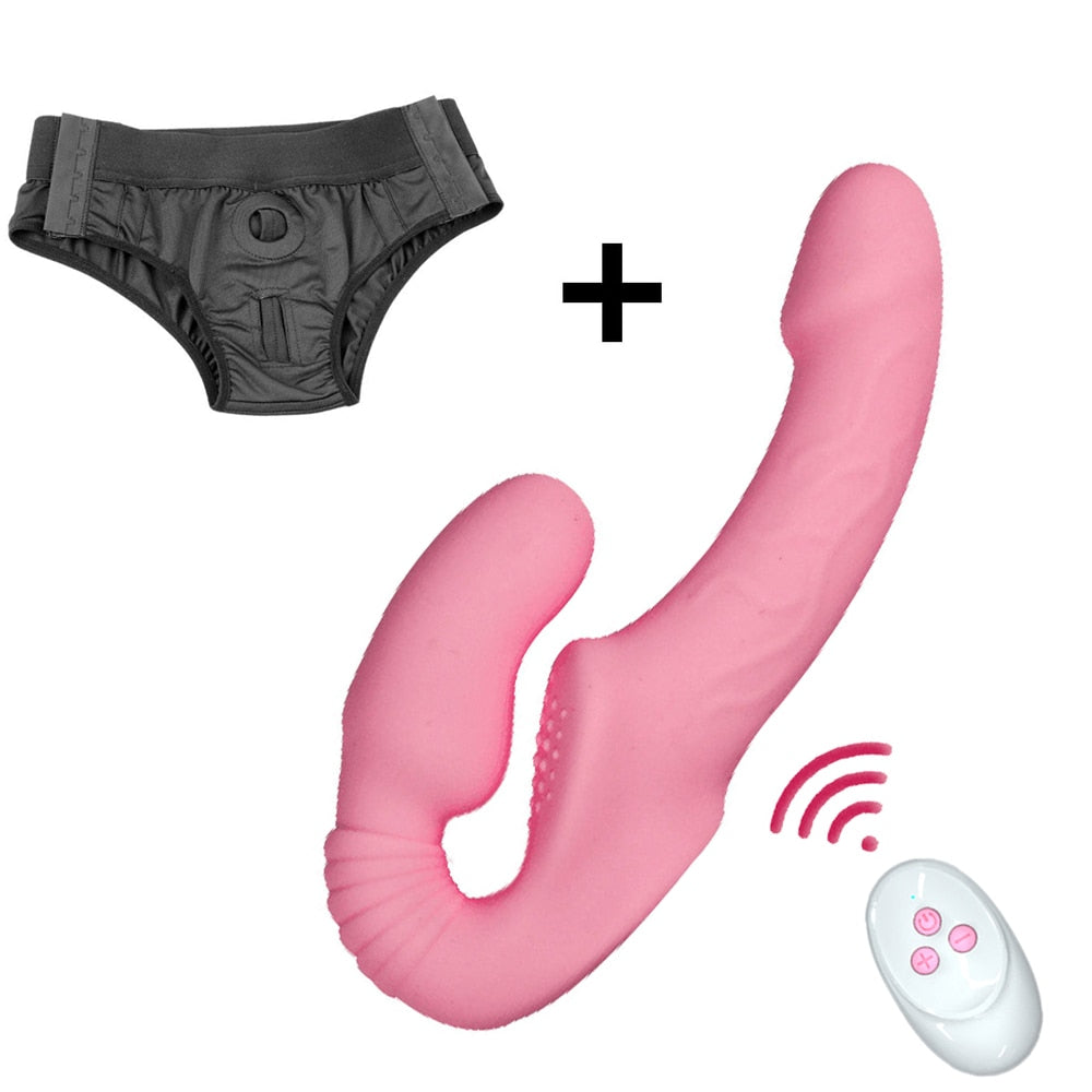 10 Speeds Strapless Strapon Dildo Vibrator