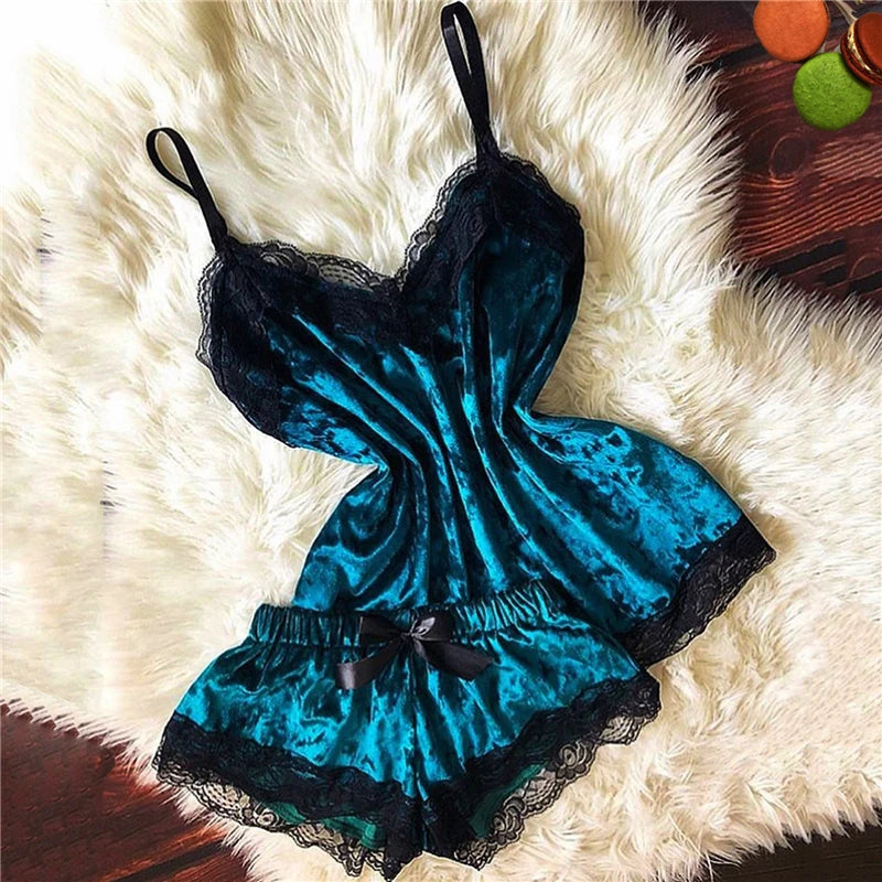 Sleep Wear Camisole Bow Shorts Set