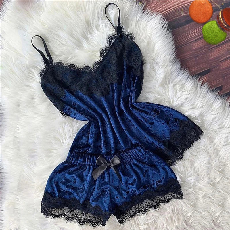 Sleep Wear Camisole Bow Shorts Set