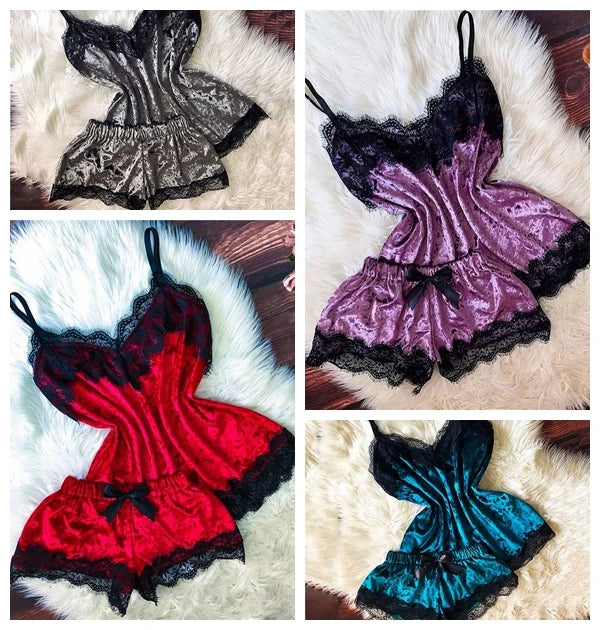 Sleep Wear Camisole Bow Shorts Set