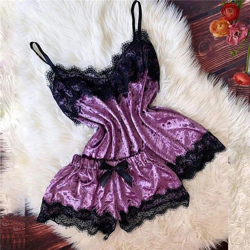 Sleep Wear Camisole Bow Shorts Set