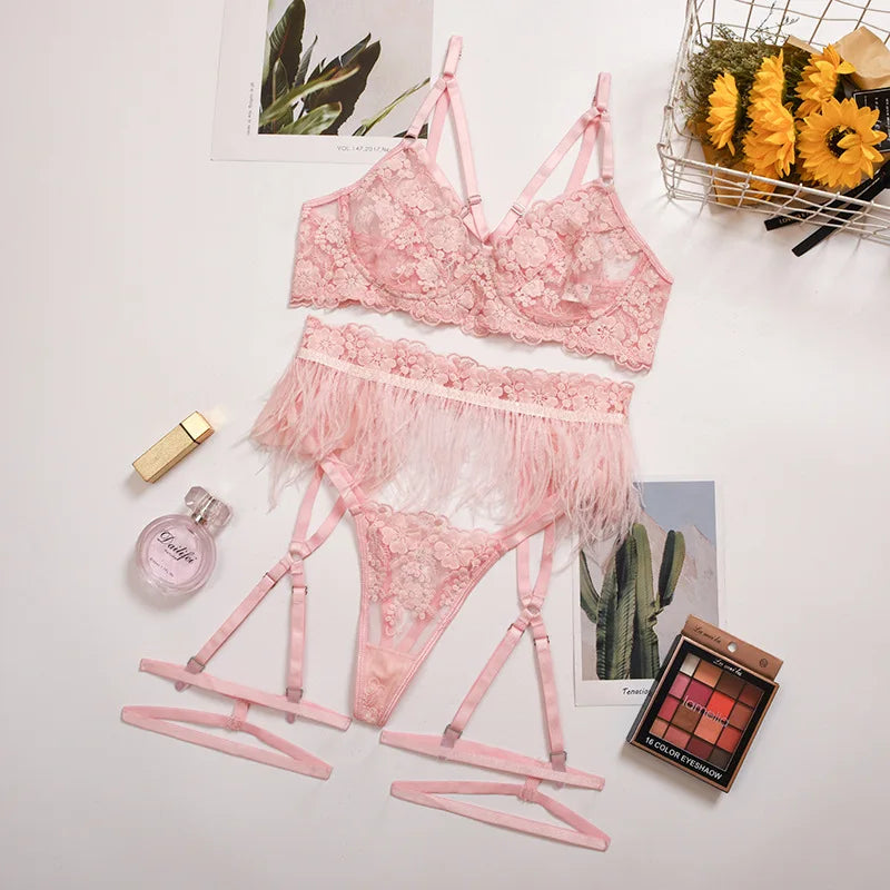 Sexy Feather Lingerie Set