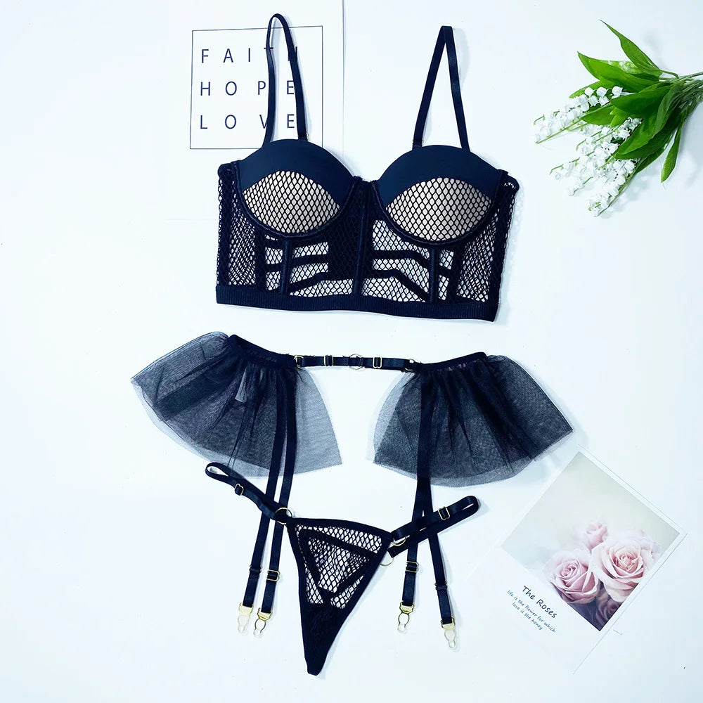 Lace Ruffled Lingerie Set
