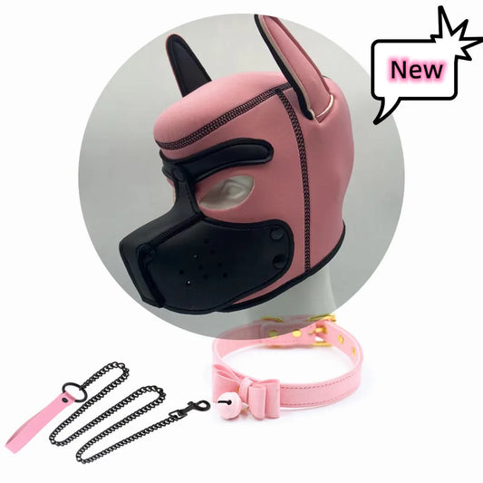 Pink Puppy Fetish Hood, Collar and Leash