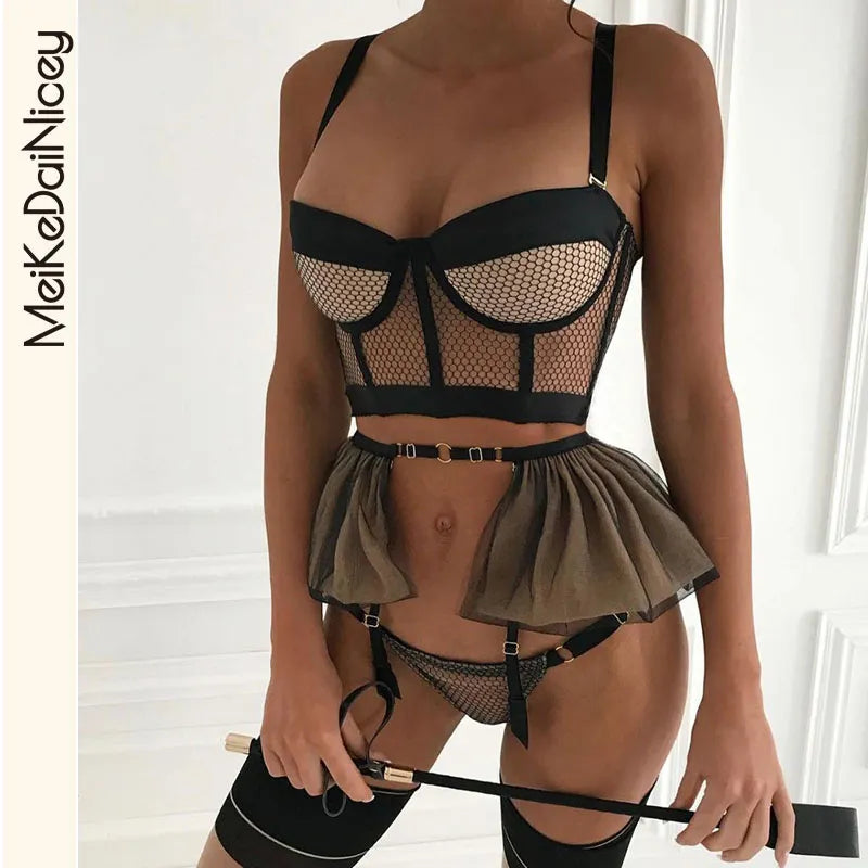 Lace Ruffled Lingerie Set