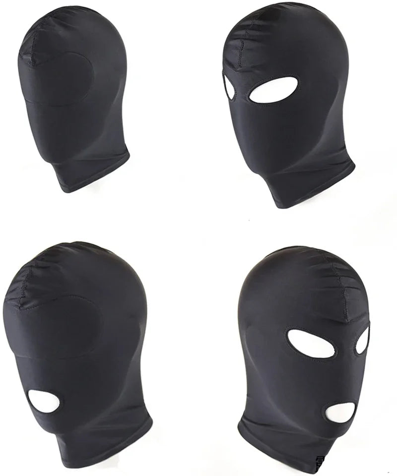 Erotic Latex Leather Fetish Open Mouth Hood Mask