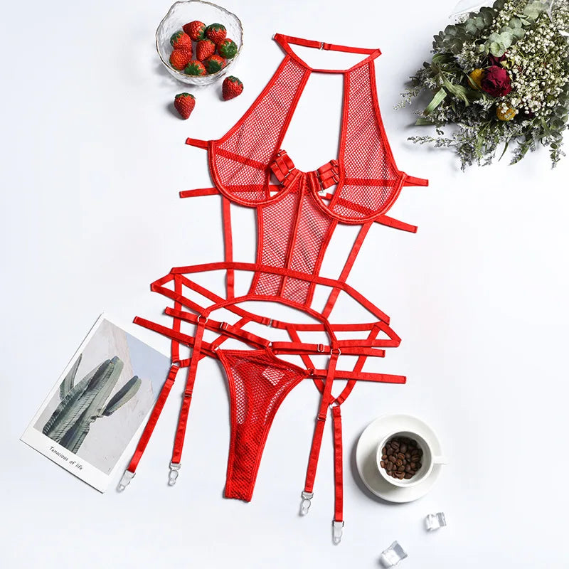 Hallow Out Bandage Lingerie Set