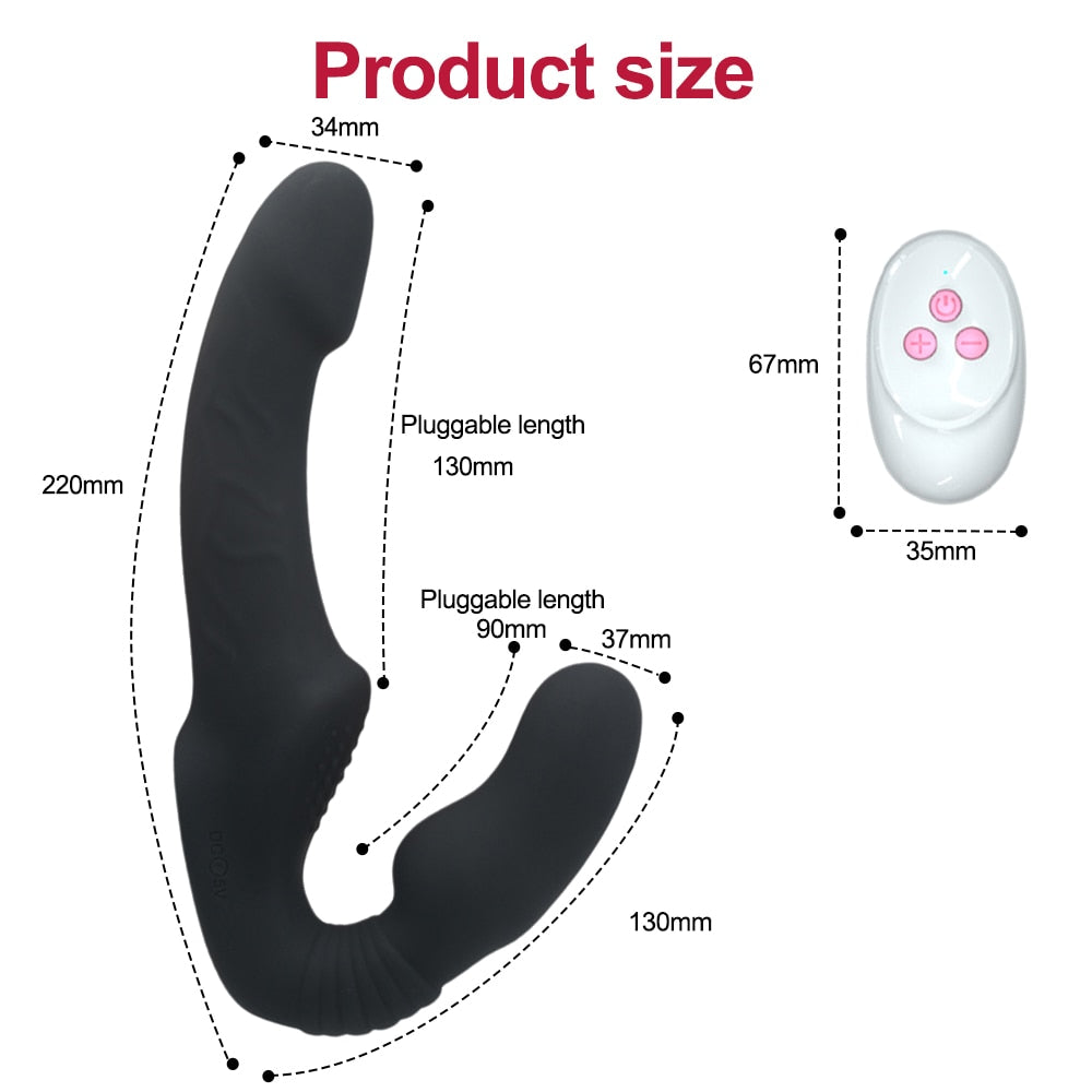 10 Speeds Strapless Strapon Dildo Vibrator